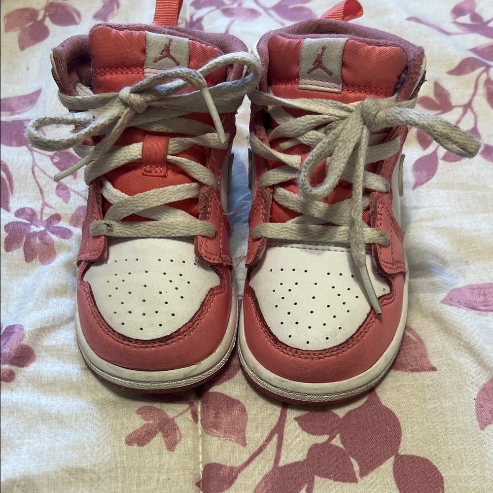 Jordan Kids Pink and White Sneakers